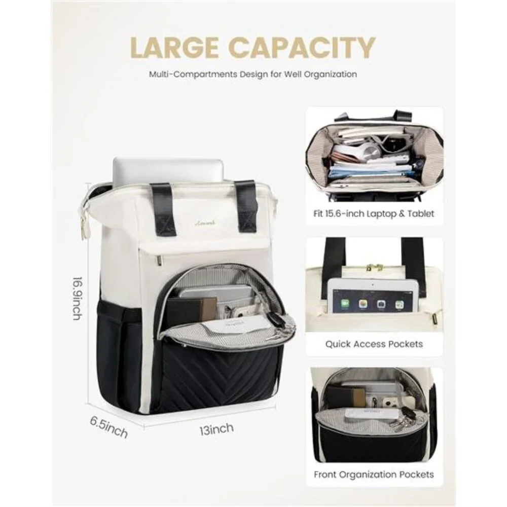Laptop Backpack for Women, 15.6 Inch Work Laptop Bag,Waterproof - Picture 3 of 7